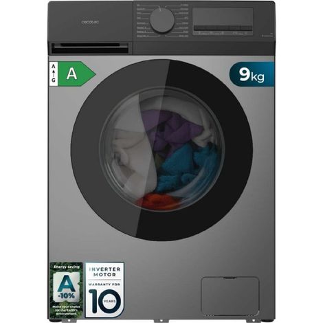 Cecotec Lavadora Carga Frontal 9Kg Bolero DressCode 9450 Inverter Steel, 1400 rpm, 16 programas, Clase A-10%