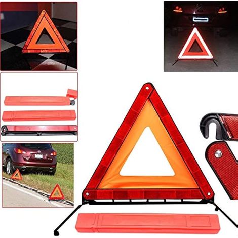 Gilet de sécurité, 1 triangle de signalisation réfléchissant d'urgence avec cadre en PVC rouge et gilet de sécurité routière réfléchissant pour la conduite (1/3)
