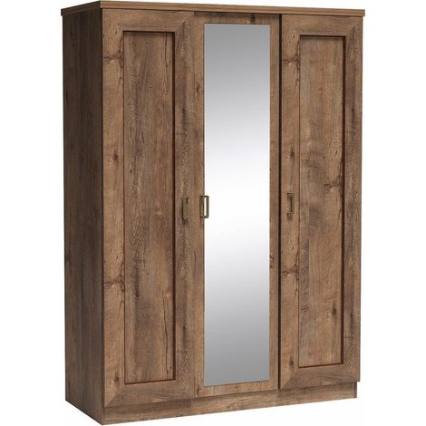 Armario Lircava 112, Roble de lefkada, 191x135x57cm, Puertas de armario: Con bisagras, Número de estantes: 5 (1/3)