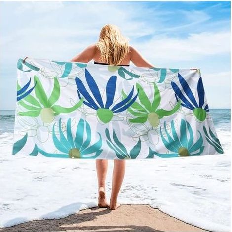 Grande Serviette de plage150x70cm, Serviette de Bain en Microfibre, Couverture de Plage.Couverture de Plage légère, Serviette de Voyage Légère et Portable,vert (1/5)