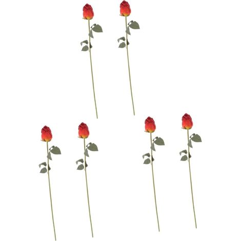 6pièces Bouquet De Fleurs Artificielles Décorations Romantiques pour Mariage Et Saint-Valentin Fleurs Simulées Rose pour Arrangements Floraux Et Décorations Intérieur (1/5)