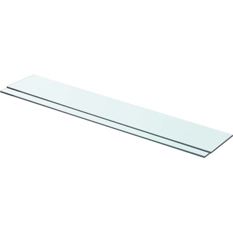 Lot de 2 Panneaux d'étagère Étagère de Rangement - Meuble de rangement Verre Transparent 80 x 12 cm BV106969 - BonneVie (1/3)