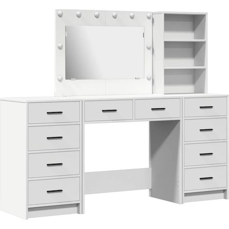 Maison Exclusive - Tavolo da Trucco con cassetto 3 pcs Bianco Legno multistrato