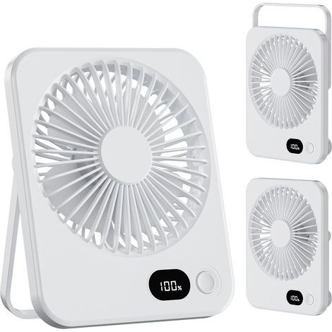 Ventilateur de Bureau, Mini Ventilateur Portable avec Batterie Rechargeable de 3600 mAh Silencieux 5 Vitesses 180° Inclinable Petit (1/5)