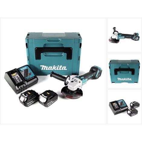 Makita DGA 511 RGJ Akku Winkelschleifer 18V 125mm Brushless + 2x Akku 6,0Ah + Ladegerät + Makpac