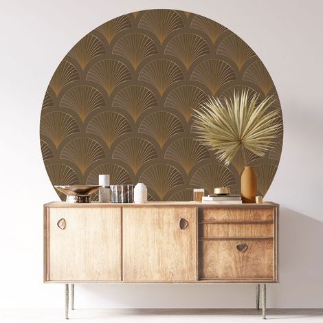 Sticker mural rond / cercle - Motif oriental - Diamètre 110 cm - Adhésif MAT