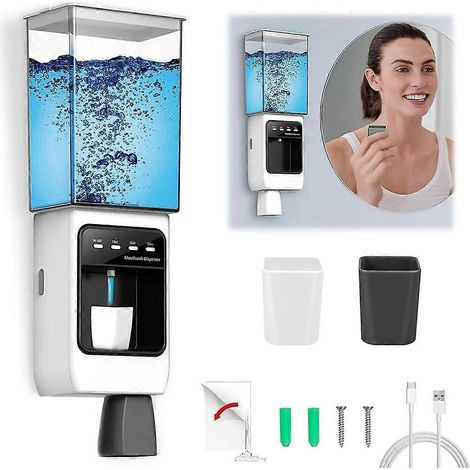 Distributeur automatique de bain de bouche pour salle de bain, distributeur avec gobelets d'une capacité de 650 ml, distributeur électrique de bain de bouche de 10/20/30 ml (1/5)