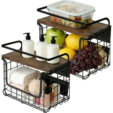 Cesto per frutta magnetico, design salvaspazio, facile installazione, nero (1/2)