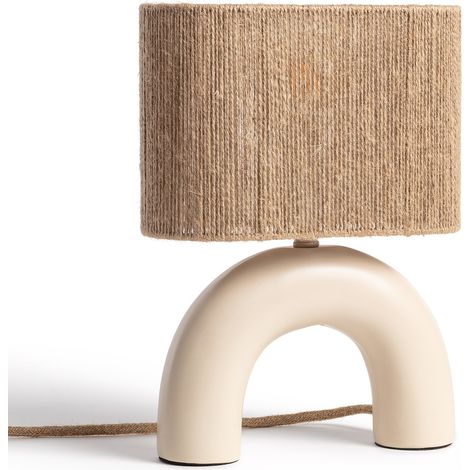 Lámpara de Mesa Cerámica y Cuerda Natural Callie Beige