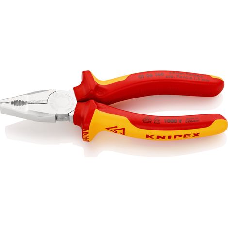 KNIPEX 01 06 160 Pinza universale cromo vanadio isolati con manici rivestiti in materiale bicomponente, collaudati VDE cromata 160 mm (1/2)
