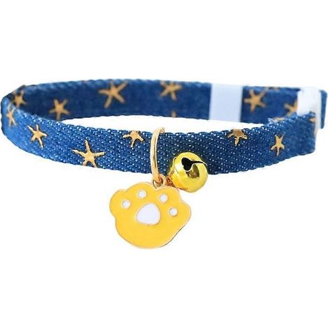 Personalisiertes Hundehalsband mit Glöckchen, abnehmbarer Sicherheitsschnalle, verstellbar für Welpen, Größe S, marineblau.