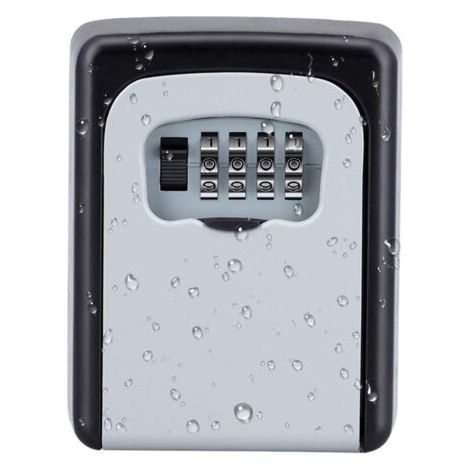 Armario de pared para llaves, caja con cerradura de combinación para llaves de casa, caja de almacenamiento de llaves para oficina, agentes de propiedades, negocios Airbnb, etc. (color plateado) (1/5)