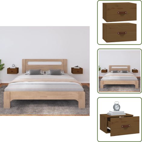 Comodino marrone - vidaXL Comodini a Muro 2 pz ambra 40x29,5x22 cm - Comodino in pino