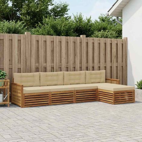 vidaXL Outdoor-Sofagarnitur mit Kissen 5 pcs Natur und Beige (1/5)