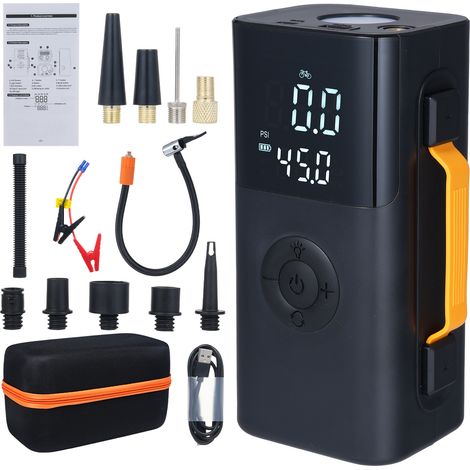Avviatore di emergenza per auto, gonfiatore per pneumatici, power bank a pressione preimpostata, batteria integrata da 14,8 V 6000 mAh per auto, bicicletta, moto, pallone da basket con display LED ad  (1/5)