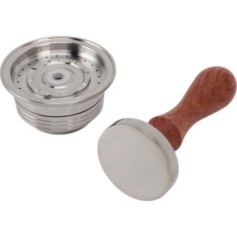 Capsule à café réutilisable en acier inoxydable 304, dosette de filtre à café rechargeable avec tasseur, goupillon et cuillère pour cafetières (1/5)