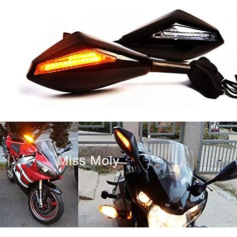 2 rétroviseurs latéraux de moto, avec clignotants LED intégrés, réglables, diamètre de fixation 2,54 à 7,32 cm, pour Honda Suzuki Yamaha Kawasaki Triumph Ducati