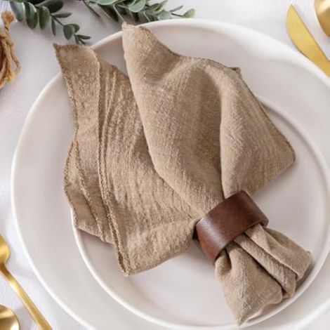Lot de 6 serviettes de table d'Halloween en lin lavables en vrac pour fête de mariage, fête prénatale, fête prénuptiale, anniversaire, 42 x 42 cm, marron (1/4)