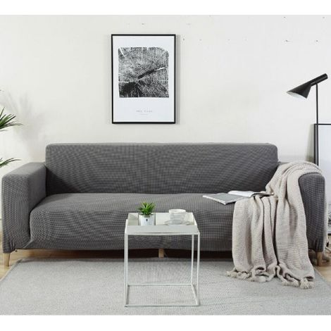 Elastischer Sofabezug - geeignet für Familien mit Kindern und Haustieren - hellgrau, passend für Sofas von 90 bis 140 cm. (1/5)