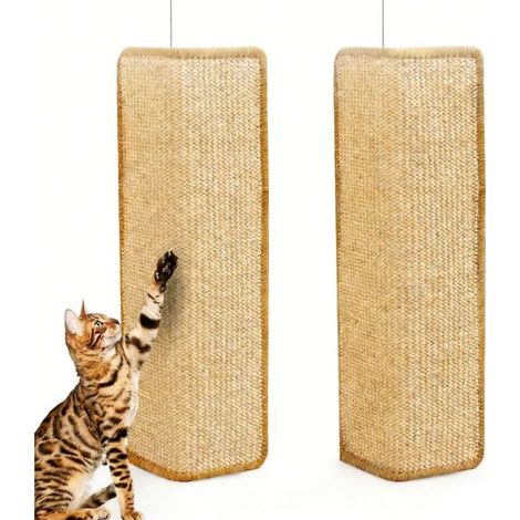 2 Pièces Tapis Griffoir pour Chat, 60 x 30 cm, Tapis à Chat en Sisal Naturel, Tapis à Gratter Sol Antidérapant, pour Mur et Coin, Protege Votre Canape ou Fauteuil de la Griffe des Chats (1/5)