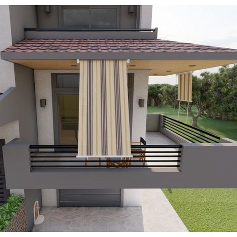 Tenda da sole per balcone con bracci, impermeabile 150cm Beige Marrone Golisa