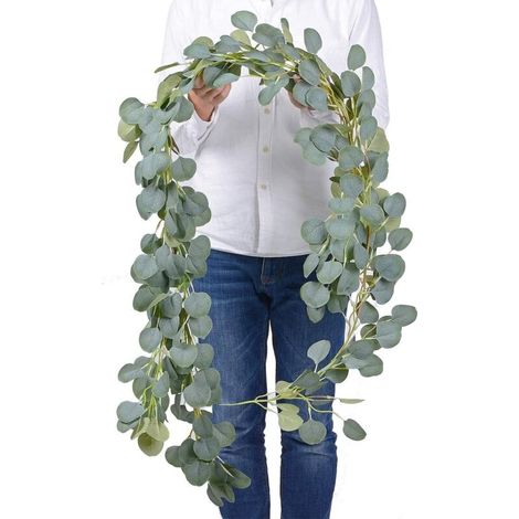 183cm Guirlande Eucalyptus Artificiel Vignes Plantes Artificielles Vertes d'Intérieur Extérieur Faux Feuilles d'Eucalyptus Décoration Murale Jardin Guirlande Feuille Anniversaire Mariage Fête (1/5)