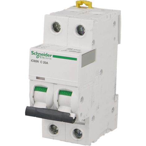 Schneider Electric – Disjoncteur bipolaire 63A – Courbe C – Certifié IEC 60898-1 – Pour installations électriques professionnelles