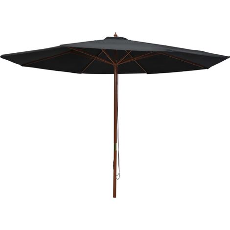 Sombrilla de jardín con palo de madera negro 350 cm vidaXL (1/2)