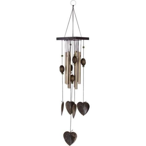 Wind chimes made of metal tubes, symbols of good luck for homes, gardens, and outdoor spaces. (1/5)