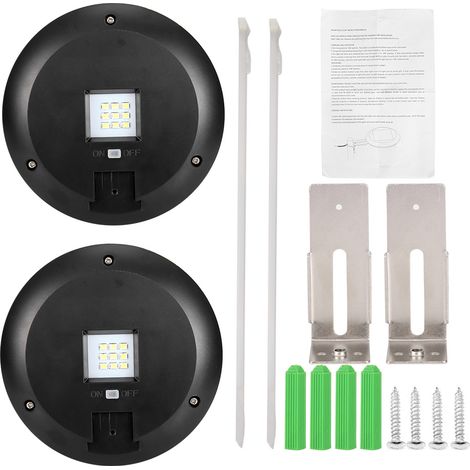 Applique murale solaire à 9 LED, étanche, pour jardin et terrasse (noire) (1/5)