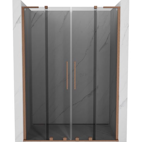 Mexen Velar L Duo porta doccia scorrevole 150 cm, grafite, rame spazzolato - 871-150-003-42-65 (1/5)