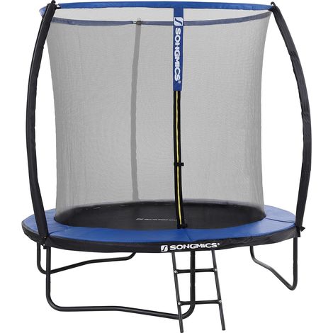 Songmics – Trampoline pour enfants 244 cm – Filet de sécurité – Poteau incurvé 180 cm – Coussins de protection – Cadre en acier galvanisé – Charge 80 kg (1/5)