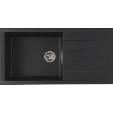 STRADOUR Evier a encastrer CUBE, en SMC NOIR PAILLETE - 06, 1 bac, dim. 100 50 cm, vidage manuel (1/2)