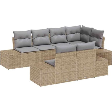 Maison Exclusive - Gartensofa-set mit Kissen 7 pcs Beige und Grau