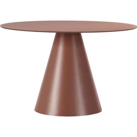 Table à manger 4 personnes ronde en verre trempé et métal ø120cm - Marron glacé  - Celeste
