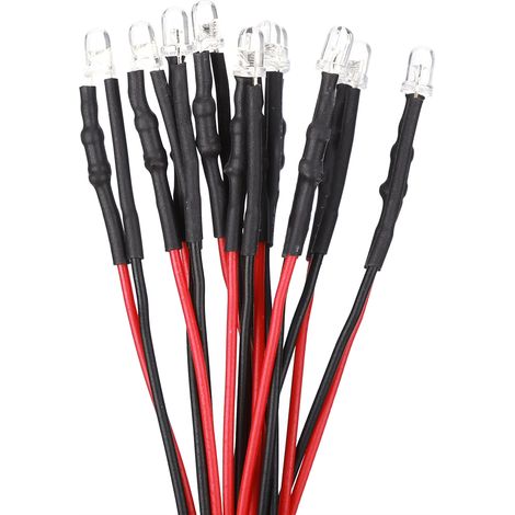 Diode électroluminescente (LED) 12 V avec kit de câblage, tête ronde de 3 mm, éclairage violet. (1/5)