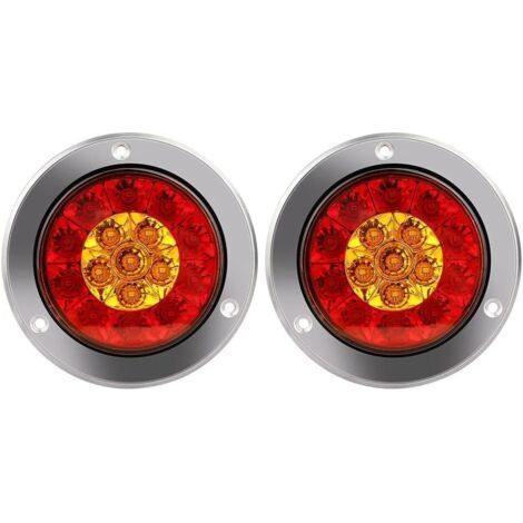 Rond LED Feu de Freinage Feu, 4x4"Rouge Ambre LED Feux Arrière Indicateur Lampe (1/5)