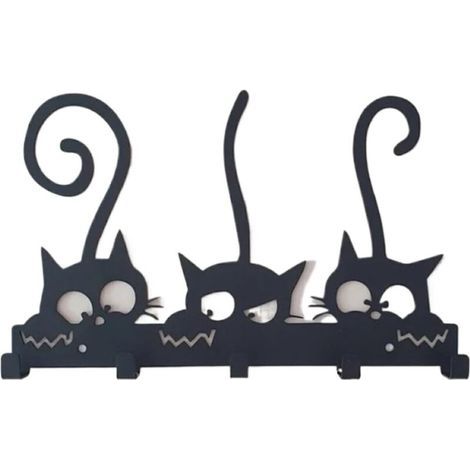 Porte-clés d'orchestre en métal, Porte-Manteau Suspendu pour Les Besoins de Rangement de la Barre, Crochet Mural en métal, décoration Murale, Chat (1/3)