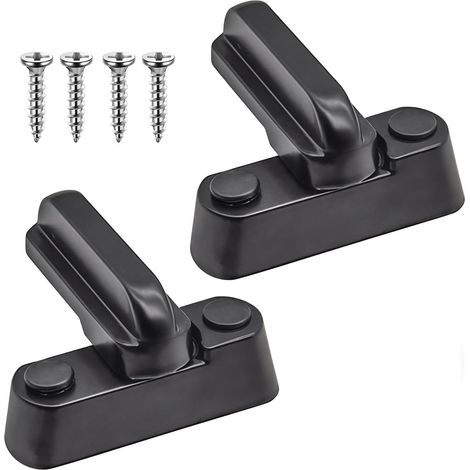 Lot de 2 verrous de sécurité en alliage d'aluminium noir, installation facile, compatibles avec fenêtres et portes en PVC (1/5)