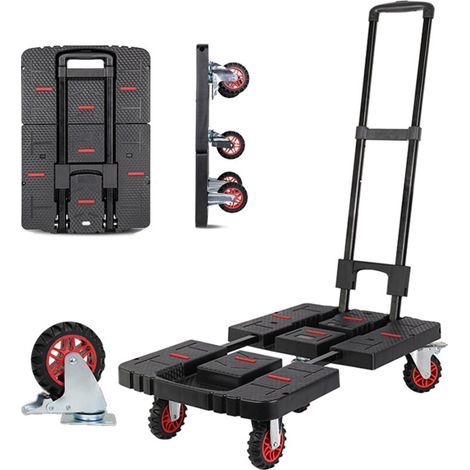 Rosvola Tragbarer und faltbarer Einkaufswagen mit einer Tragkraft von 200 kg und 4 Rädern, für Zuhause, Büro, Einkaufen und Reisen (1/5)