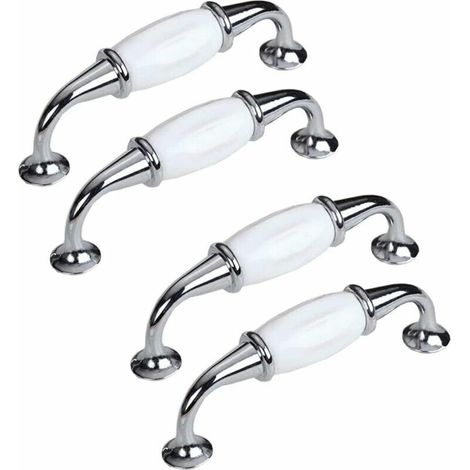 royaluxe - Lot de 4, Boutons de Meubles Bouton de Porte en Céramique Poignée en Porcelaine Meuble Accessoire Décoration Pour Tiroir Porte Meuble Placard Distance de trou 96mm (1/5)