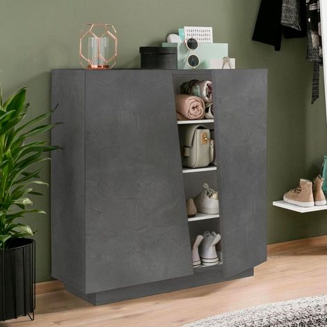 Schuhschrank 2 Türen 16 Schuhe modernes Design Vega Carry Ardesia