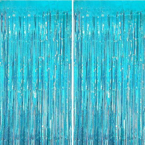 Lot de 2 Rideau à franges, Film PET brillant, Décoration fête, 1 x 2,5 m, Anniversaire mariage (1/5)