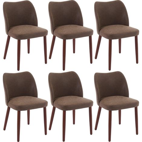Lot de 6 Chaise de salle à manger - Revêtement synthétique - 48x51x75cm - cafe (1/5)