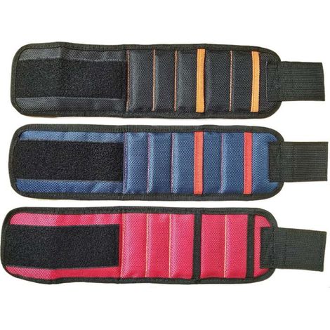 GDHZS- 3 pièces Bracelets magnétiques porte-bande pour outils de maintien vis et clous boulons perceuses hommes cadeaux(Rouge, bleu, noir)365mm×90mm (1/5)