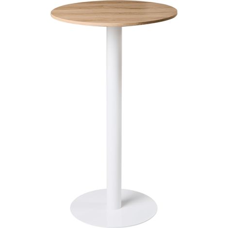 Mesa de bar de jardín con base de metal 60 x 60 cm marrón claro y blanco Morella