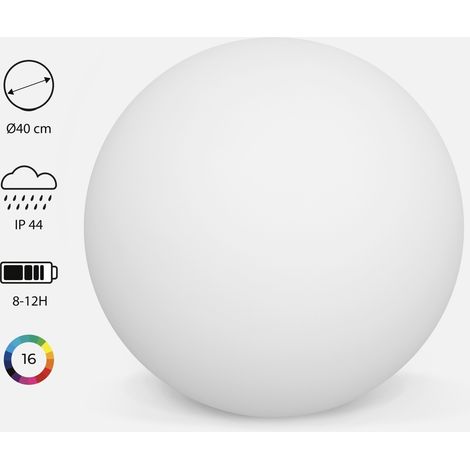 Bola luminosa LED inalámbrica, interior/exterior, 16 colores