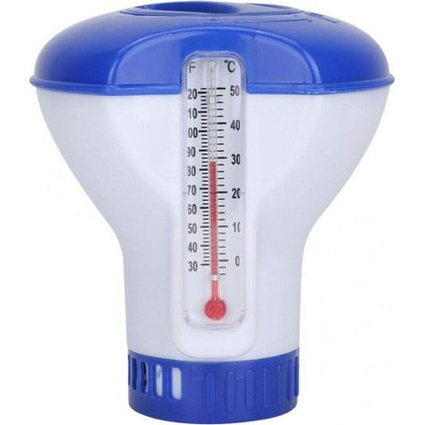 Distributeur de chlore flottant avec thermomètre, pour pastilles ou brome, pour un dosage uniforme dans les piscines, spas, jacuzzis et pour l'entretien des bassins.-AquaForge (1/5)