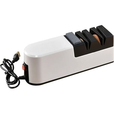 Aiguiseur de Couteaux éLectrique Rapide USB AffûTeur RéGlable Automatique 3 éTapes pour Couteaux Ciseaux AffûTeur Domestique (1/4)