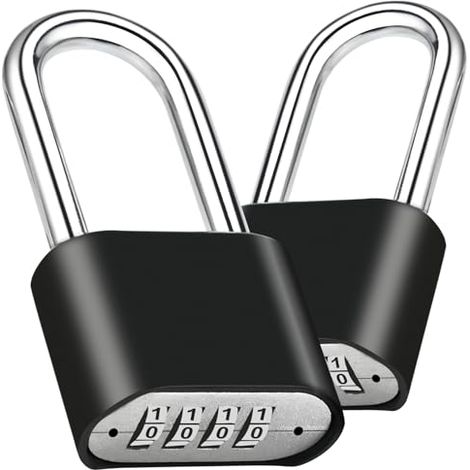 Cadenas à Combinaison - 4 Chiffres - Corps en Métal Renforcé 52 x 40 x 25 mm - Anneau Long 8 mm - Étanche - Pour Clôture Extérieure, Abri, Casier, Salle de Sport, Verrouillage de Porte - 2 Pièces (1/5)